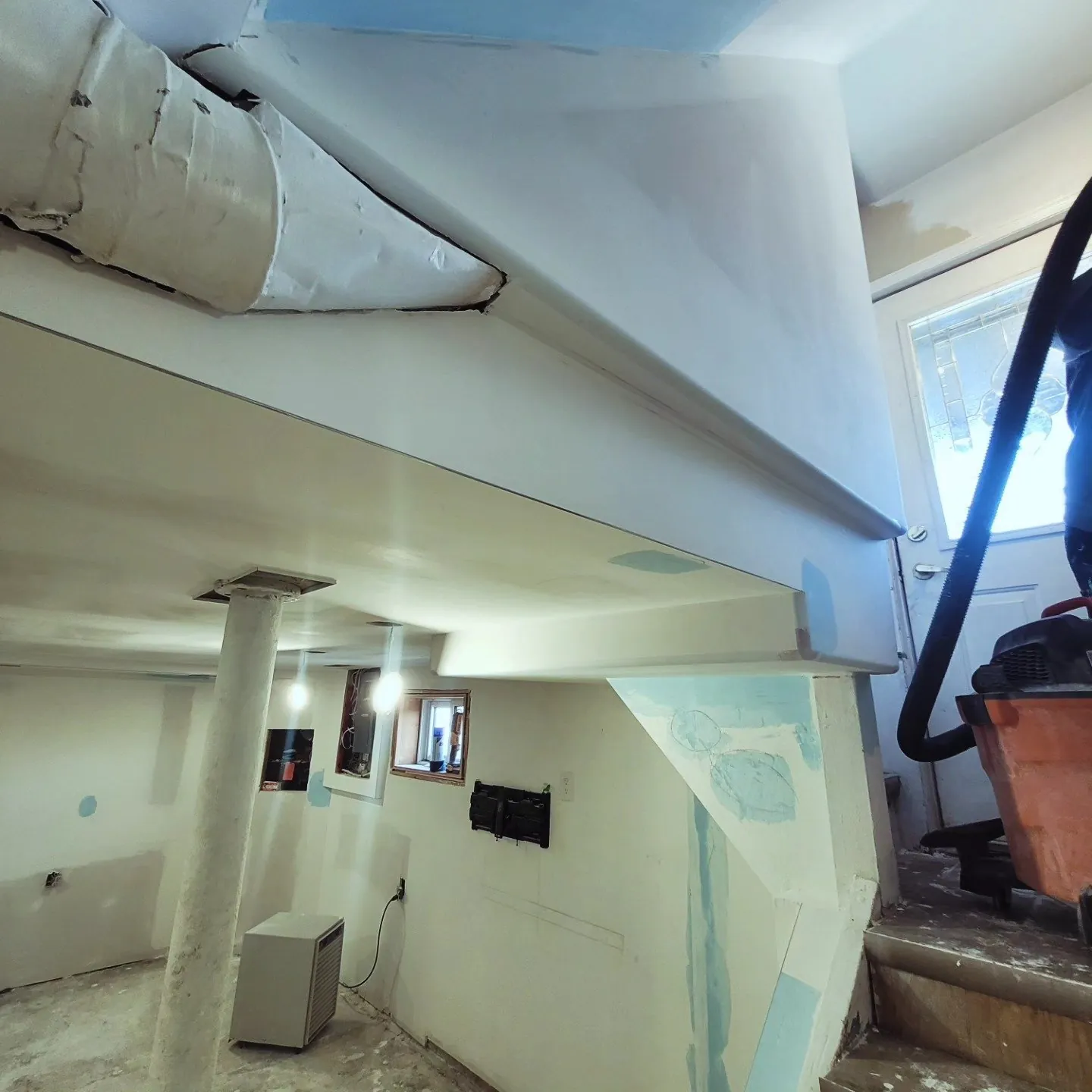 Basement drywall installation in Hamilton