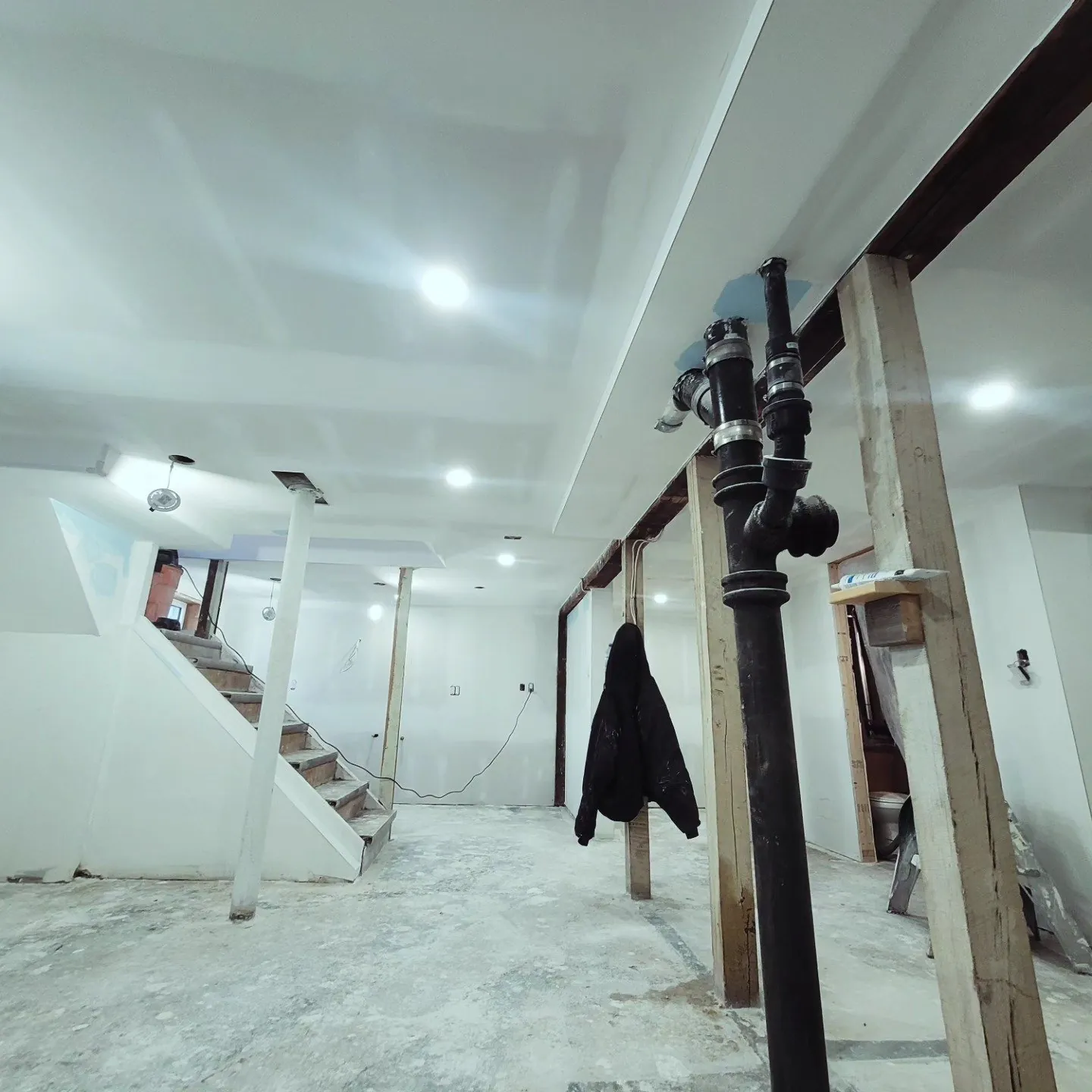 Basement renovation drywall and ceiling taping in Grimsby